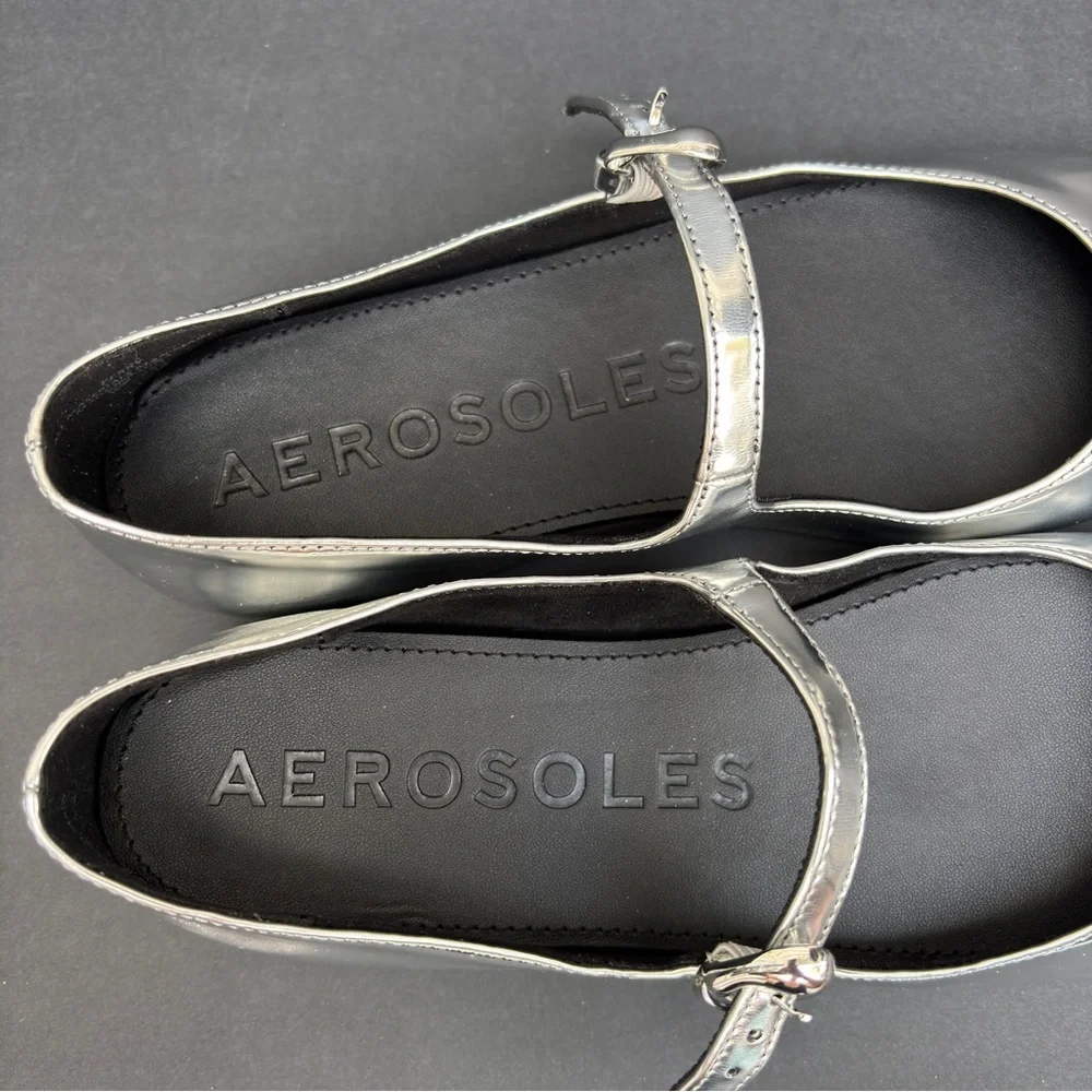 Aerosoles Y2K Metallic Silver Mary Jane Flats Size 7 - Picture 5 of 11